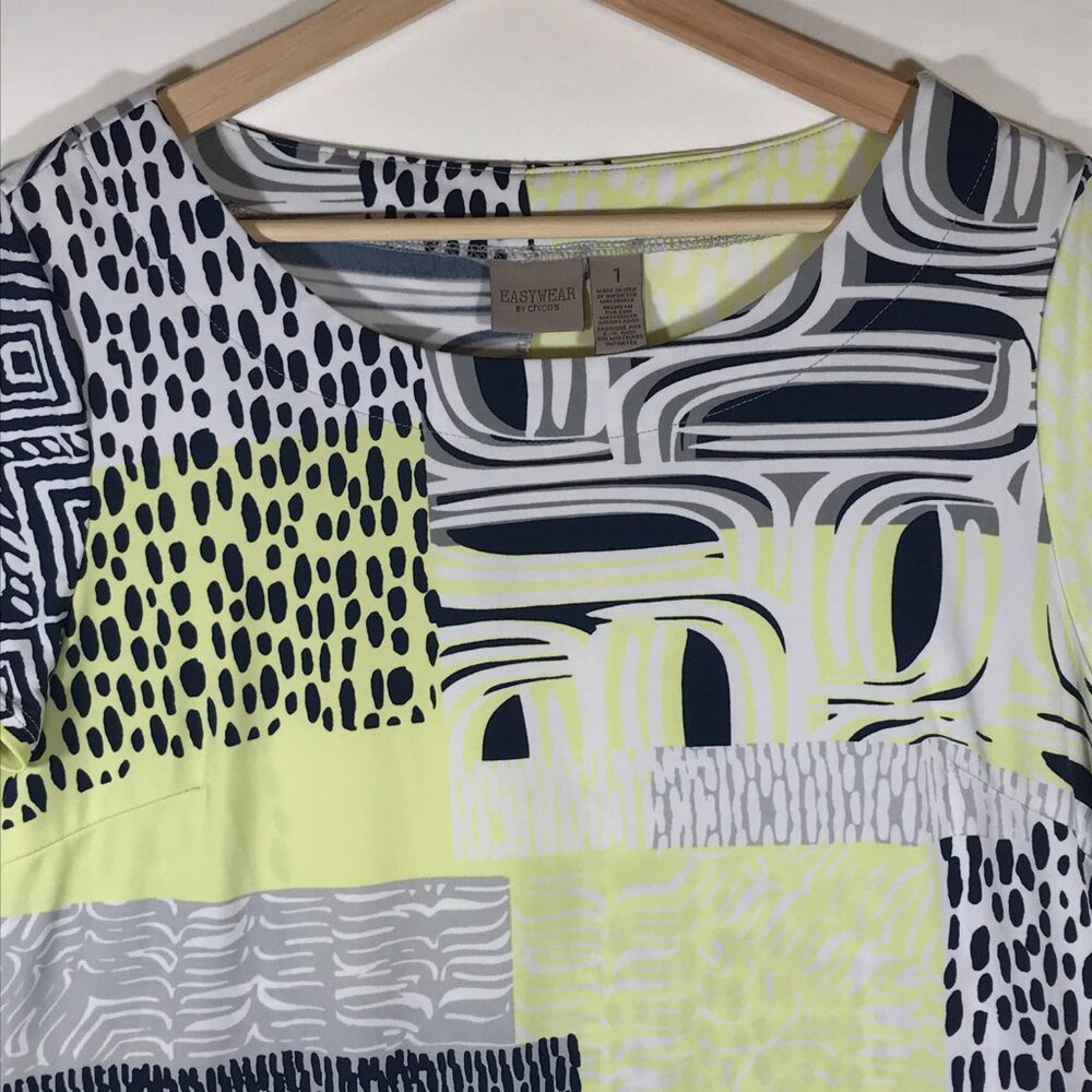 Easy Wear By Chico's Women's 1 Yellow Short Sleeve Dress - Picture 2 of 9